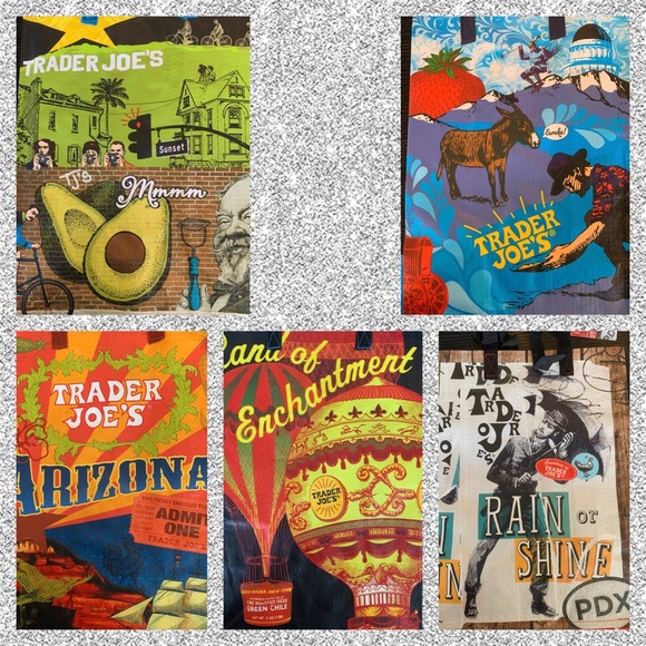 * 5 Bruised NWT Trader Joe's Regional Shopping Gift bags/Totes “Reduced to Sale” - Picture 14 of 16